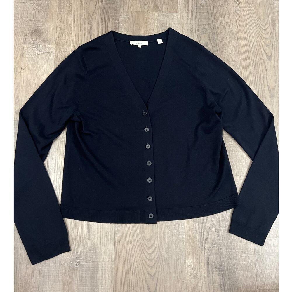 Vince. Navy Wool Cashmere Blend Cardigan - Damaged